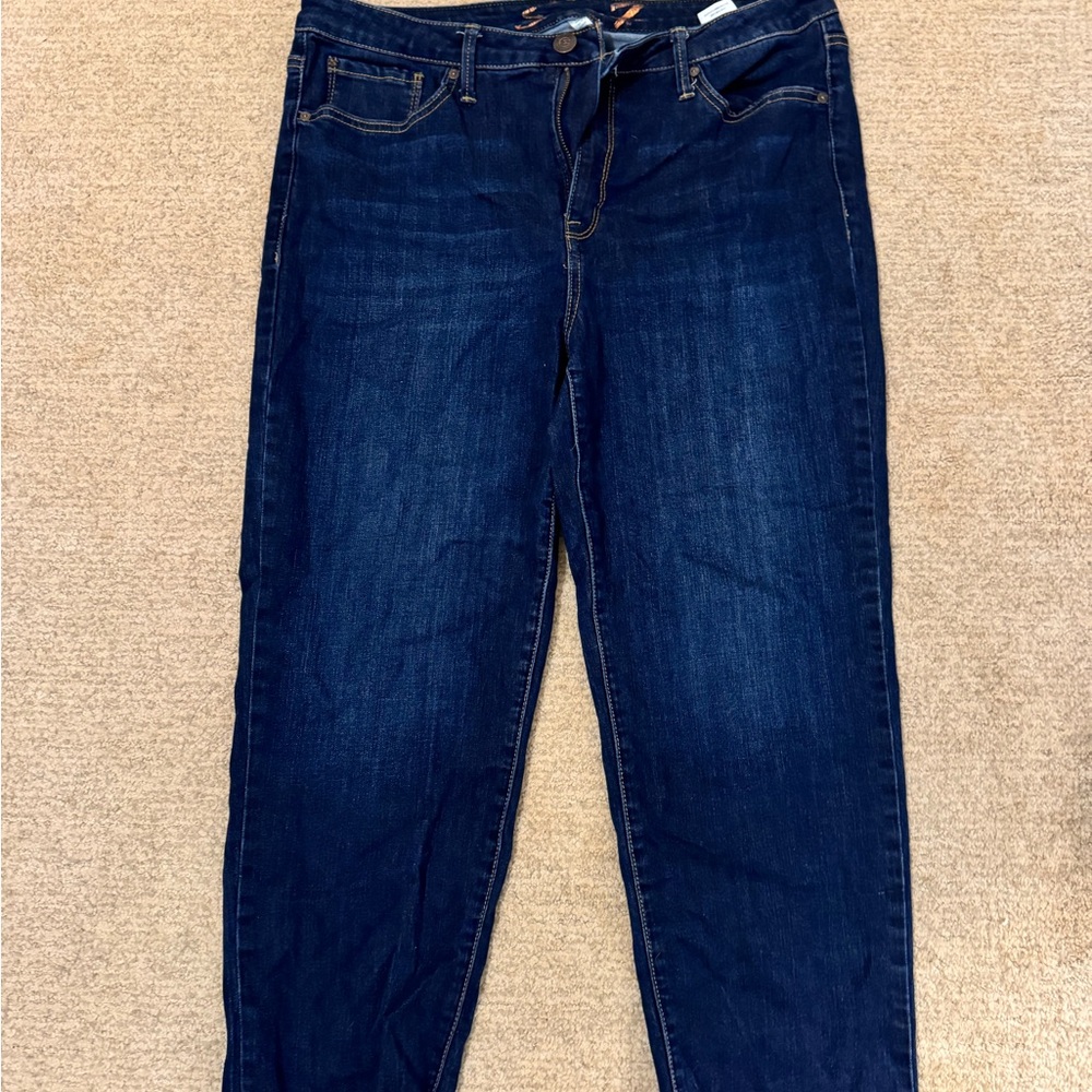 Seven7 Dark Blue Straight Leg Women's Jeans